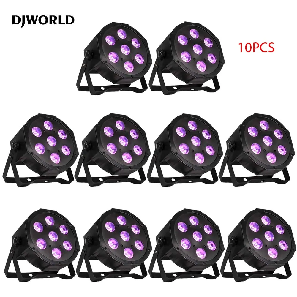 10pcs LED 7x18W RGBWA+UV Par Light with DMX512 6in1 Stage Lighting Wash Effect DJ Disco Lights Professional Moving Head Light