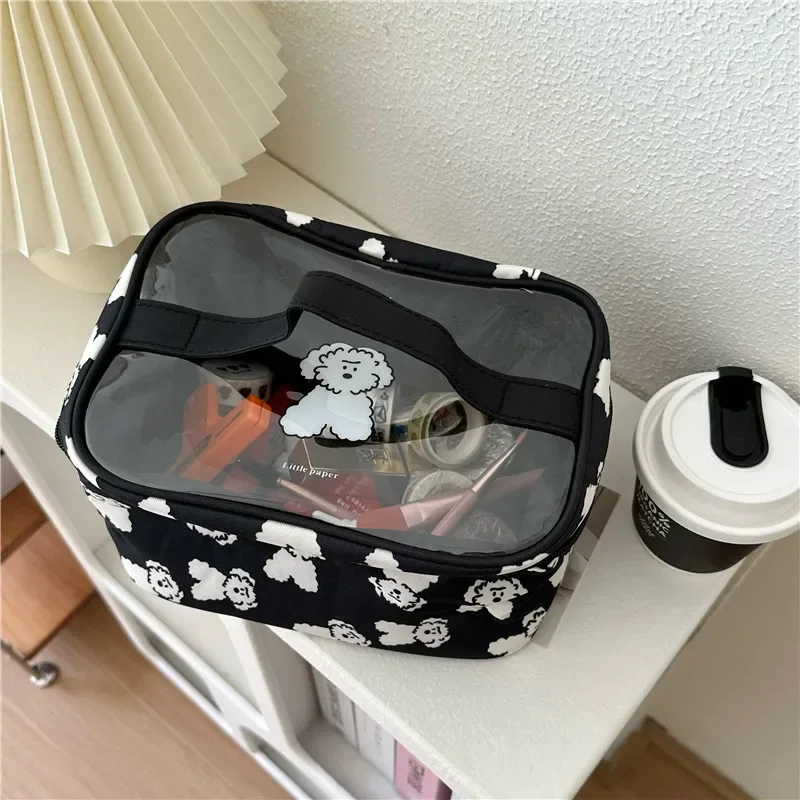 Cute Dog Makeup Bag com grande capacidade, Portable Travel Organizer, Skin Care Product Storage Bag