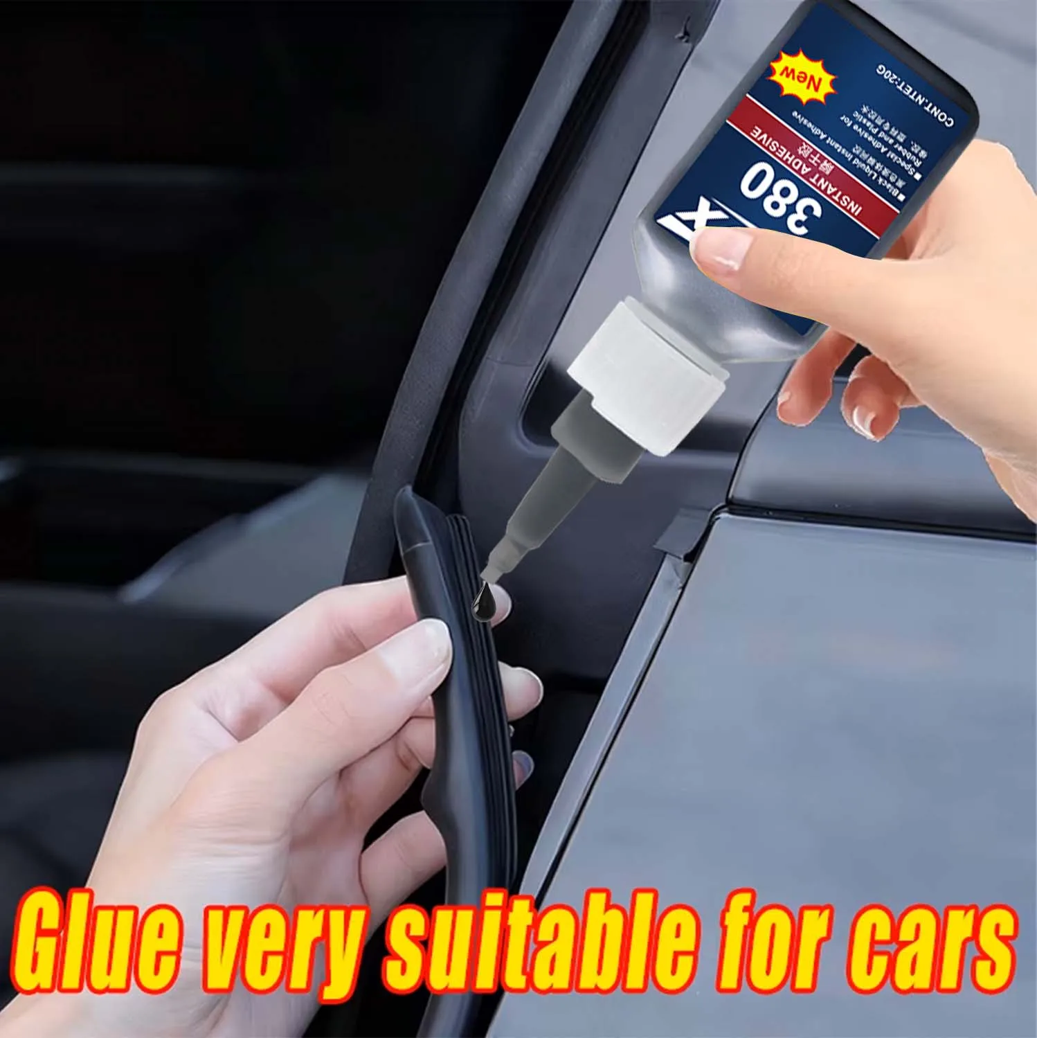 JXVX Automotive Plastic Adhesive Strong Glue Black Glue For Car Bumper Trim Rubber Seal Interior Exterior Parts Repair 20mL,6pcs