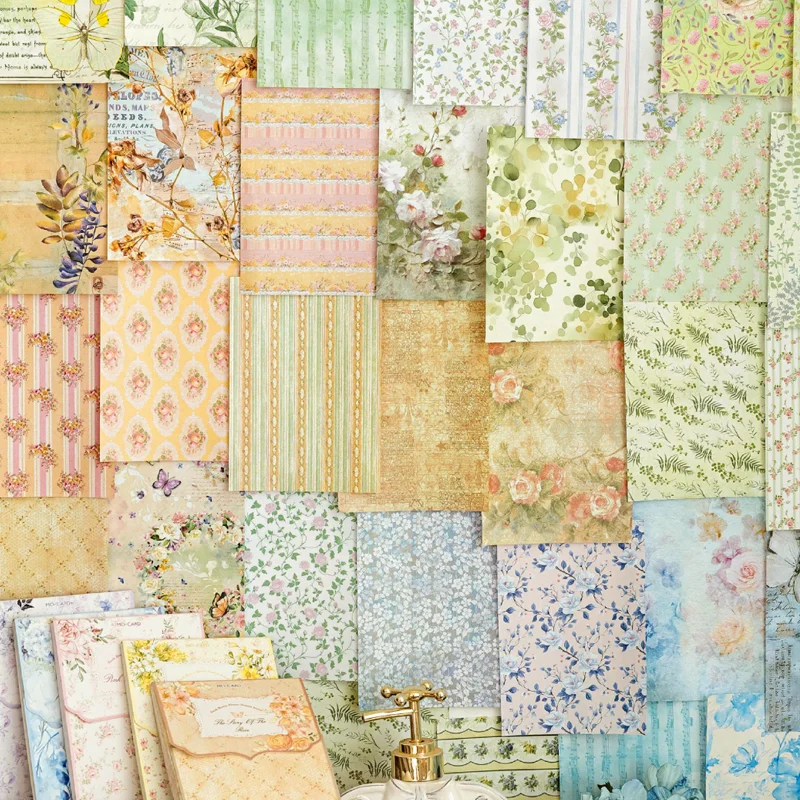 Mr Paper, 100 hojas/bolsa, material de papel kraft blanco, brisa de bolsillo, serie de temporada de flores, suministros de papelería kawaii baratos