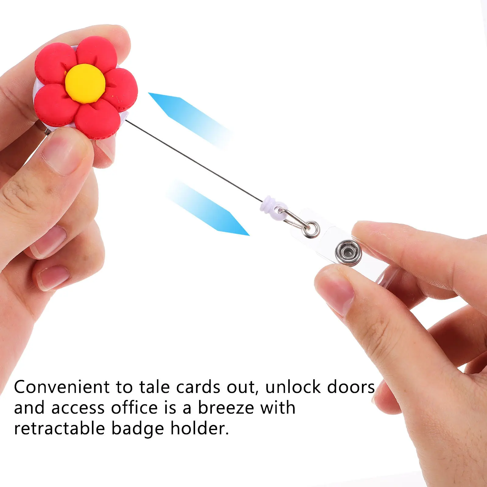 

4Pcs Resin Plastic Badge Reels Retractable Id Card Holders Fastened Back Clip Design Long Lasting Use Employee Badge Clips