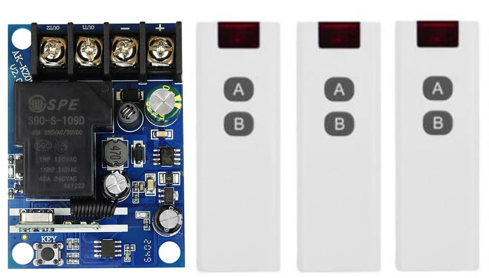 Радиочастотный пульт дистанционного управления, 433 МГц, 12 В, 24 В, 48 В, 30 А, беспроводной релейный приемник и передатчик, дальность 1000 метров