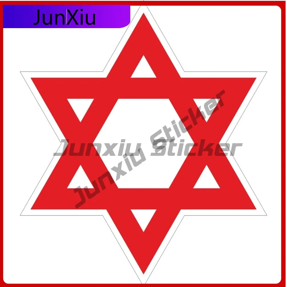 

David Star White And Red Jewish Emblem Sticker Bumper Moto Rv Decals Waterproof Sticker Car Decoration Cartoon Figure Funny Deco