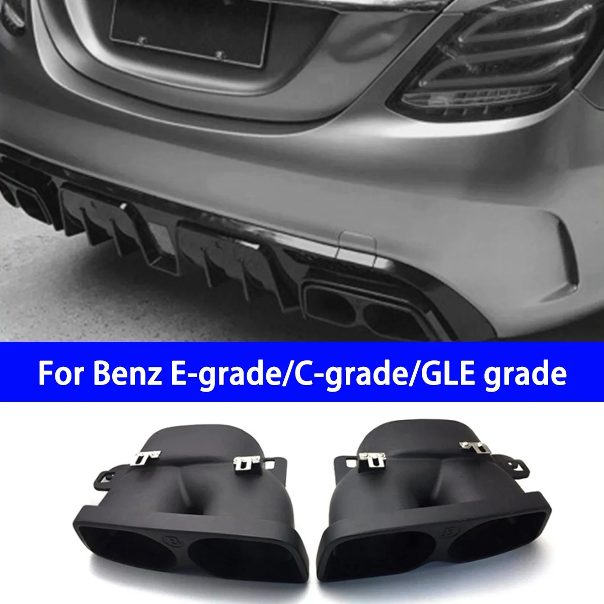 Suitable for Modifying Mercedes Benz C-Class E-Class GLE Series Models with AMG Exhaust Square Nozzle and Four Outlet Tailpipe