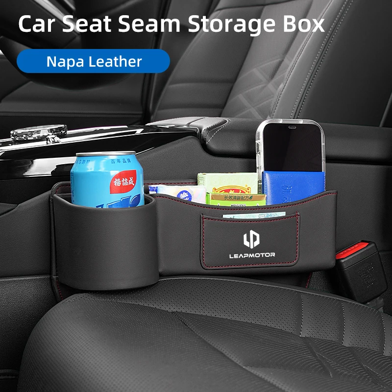 

Napa Leather Car Seat Side Pocket Cup Holder Storage Organizer For Leapmotor Leap Motor C01 C11 T03 S01 C11 Reev 2022 2023 2021