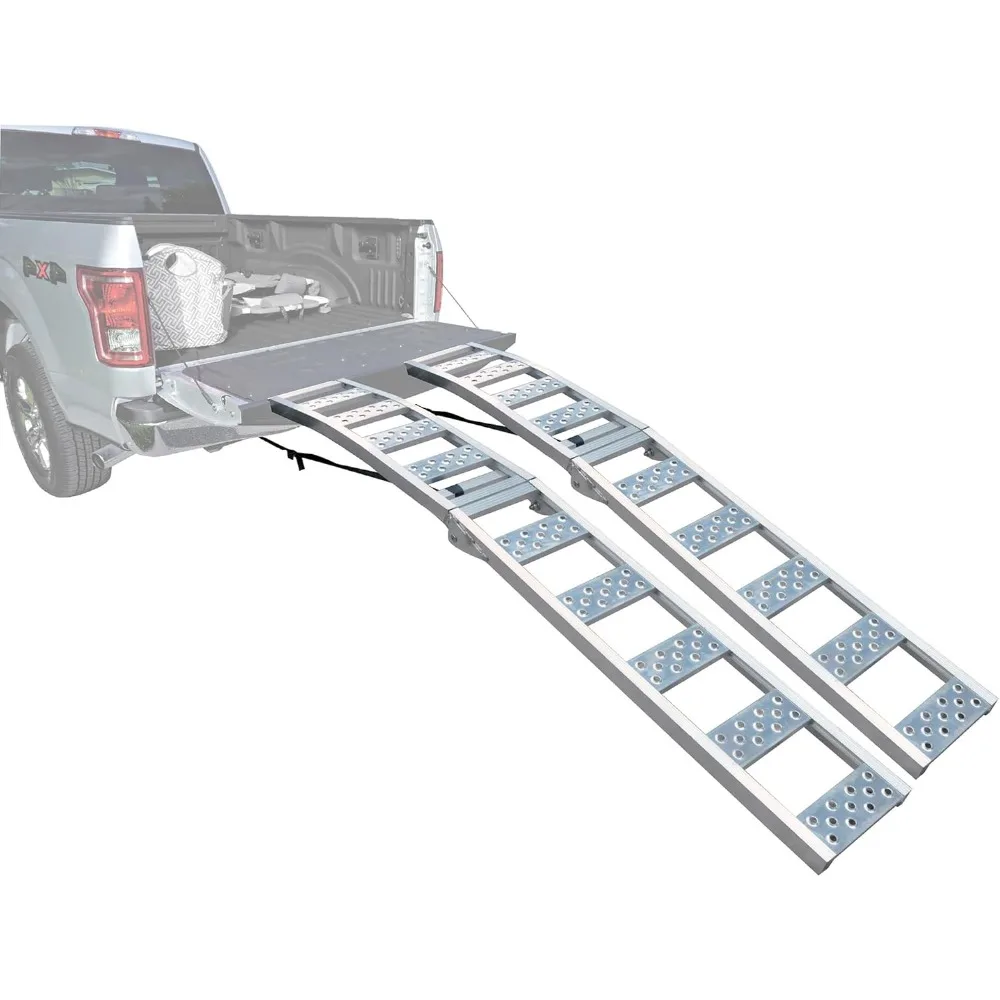 

Foldable Arched Aluminum Loading Ramp, 90'' X 11'', 1500 LBS Loading Capacity, Ebikes and ATVs, 2 Pcs, Portable Ramp