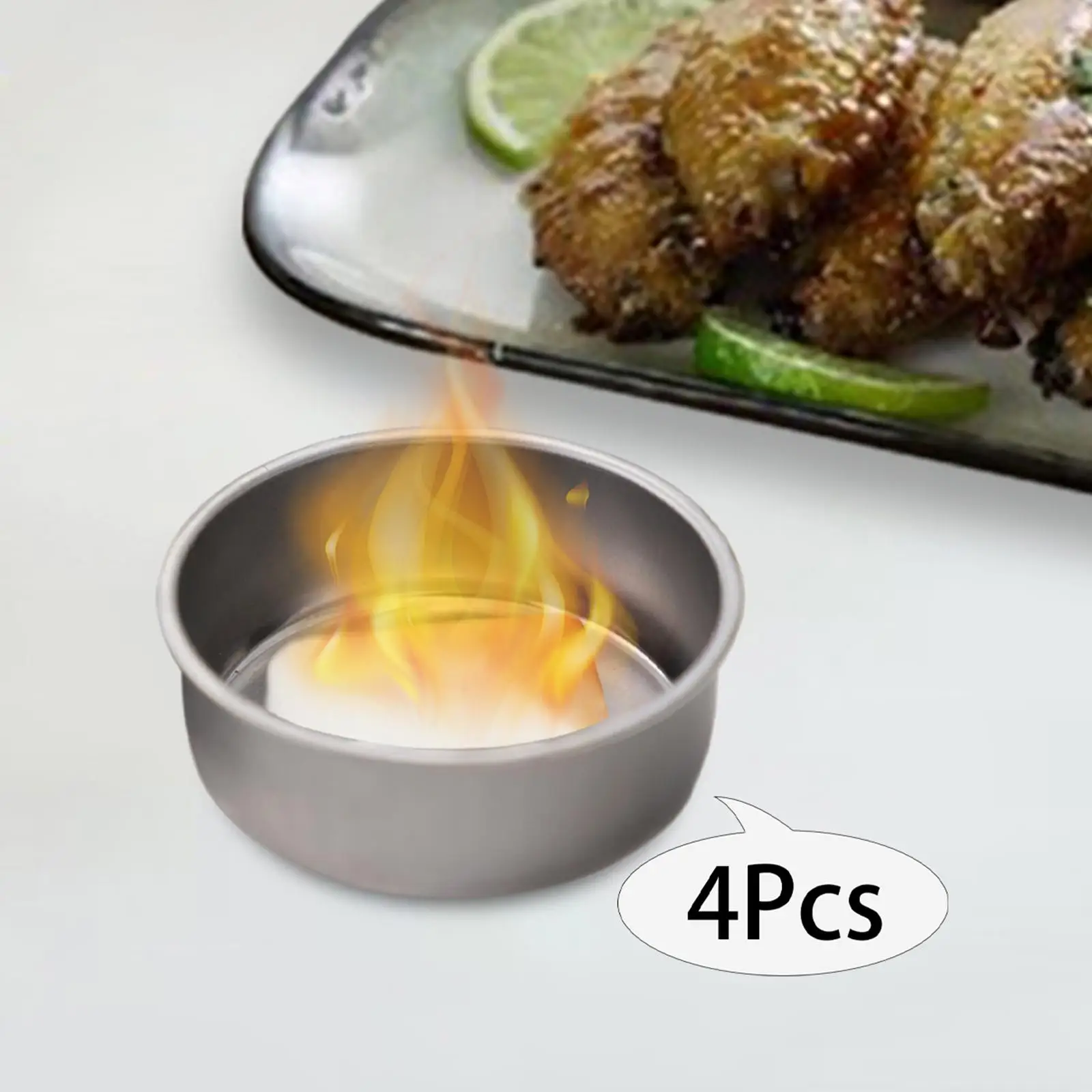 Suporte de combustível de calor para acampar Bandejas duráveis de aquecimento de buffet Suporte leve de combustível enlatado para caminhadas Buffet para churrasco, 4 pcs