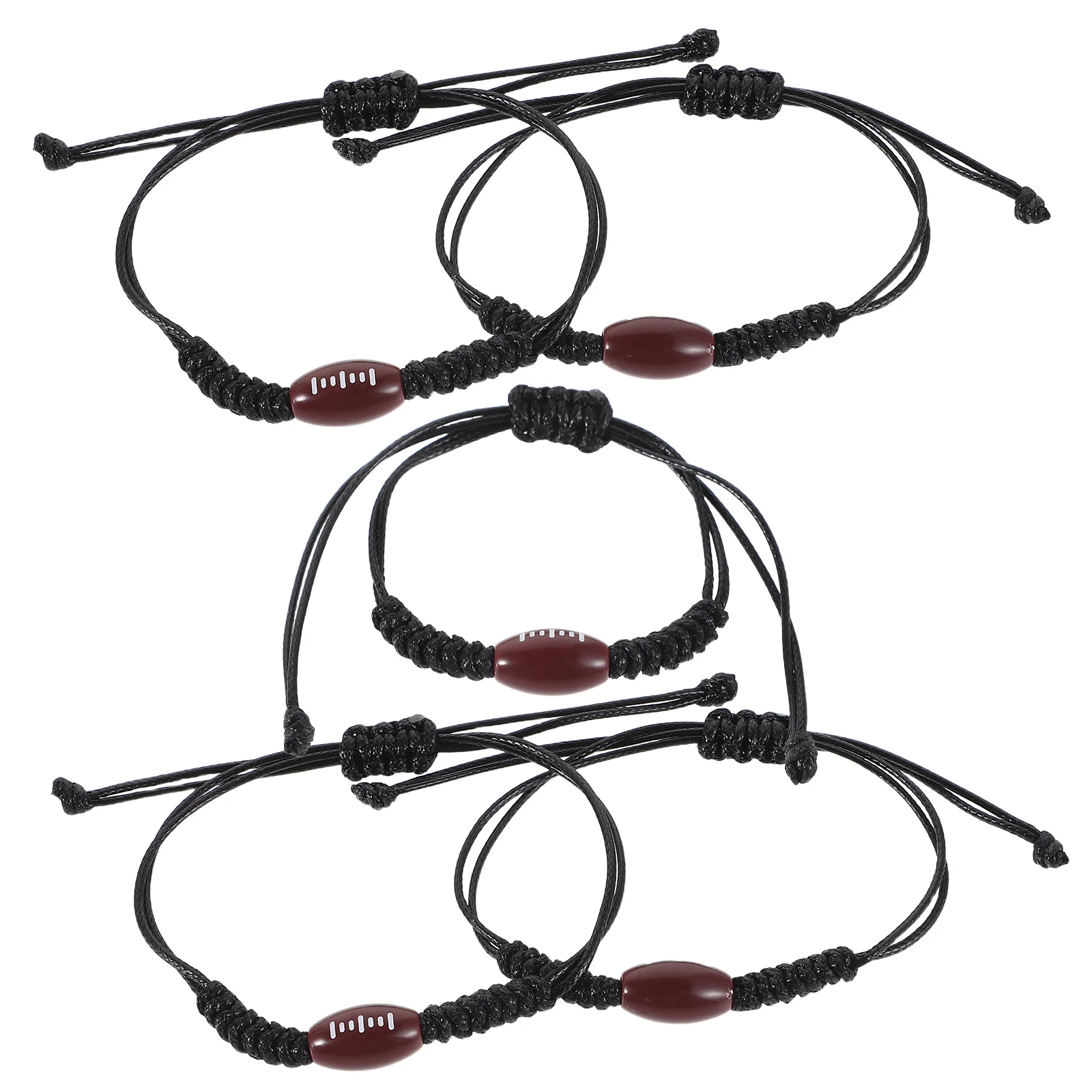 

5pcs Rugby Ball Bracelet Adjustable Rope Wristband For Men Sports Lovers Durable Polyester Multifunctional Gift Present Kids