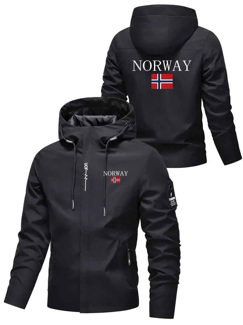 

Мужская модная куртка для активного отдыха с вышивкой, капюшоном и молнией, подходит для повседневной носки весной и осенью.