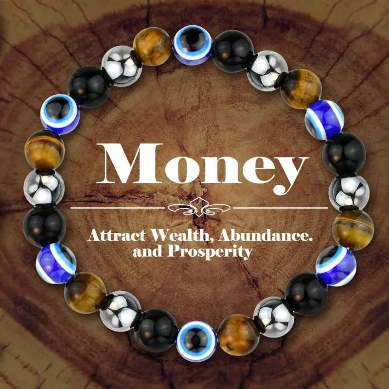 Fashion Blue Devil's Eye& Tiger-eye Stone Beaded Bracelets for Women& Men Gifts Simple Elaatic Bracelet Commuting&travel 2024