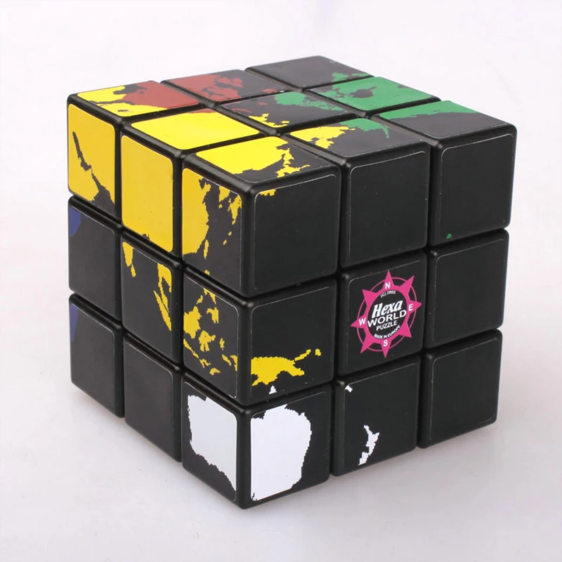 

Cube 3x3x3 Magnetic Black World Earth White Third Order Magic Cube Earth Pattern Third Order Magic Cube Children Educational Toy