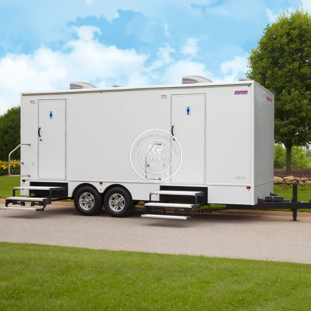 Luksusowe przenośne toalety Przyczepy toaletowe VIP Mobilny system toalet publicznych ze stali nierdzewnej na sprzedaż