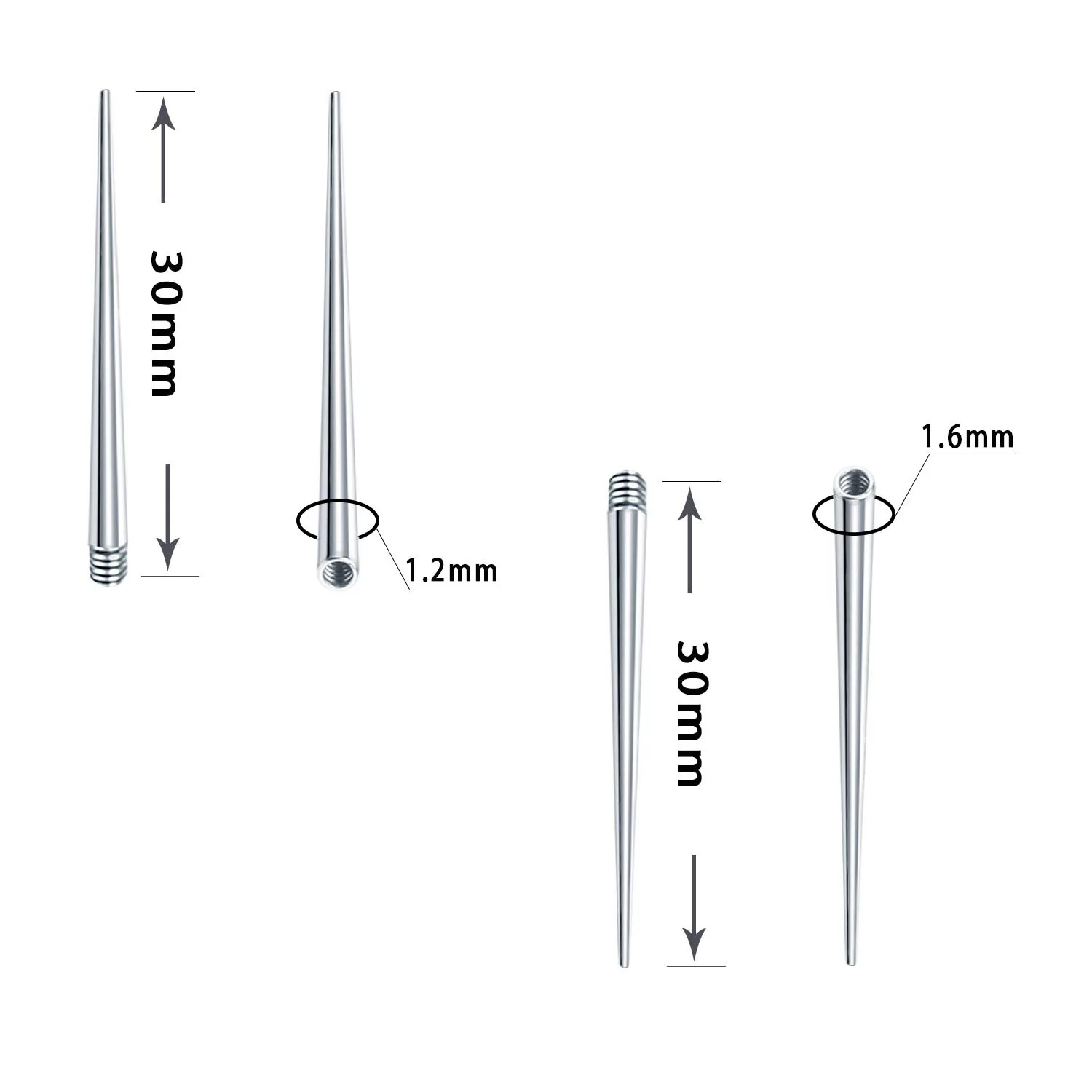 1pc Surgical Steel Insertion Pin Taper Threaded Ear Labret Lip Nose Nipple Dermal Pull Pin Tools Fashion Body Piercing Jewelry