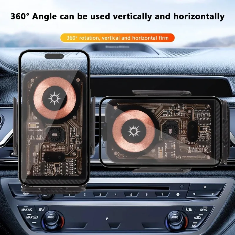 

Беспроводное автомобильное зарядное устройство, держатель для телефона, автоматическое зажимное вентиляционное отверстие, держатель для телефона для iPhone 17, 16, 15, 14 Pro Max, быстрая зарядка Samsung