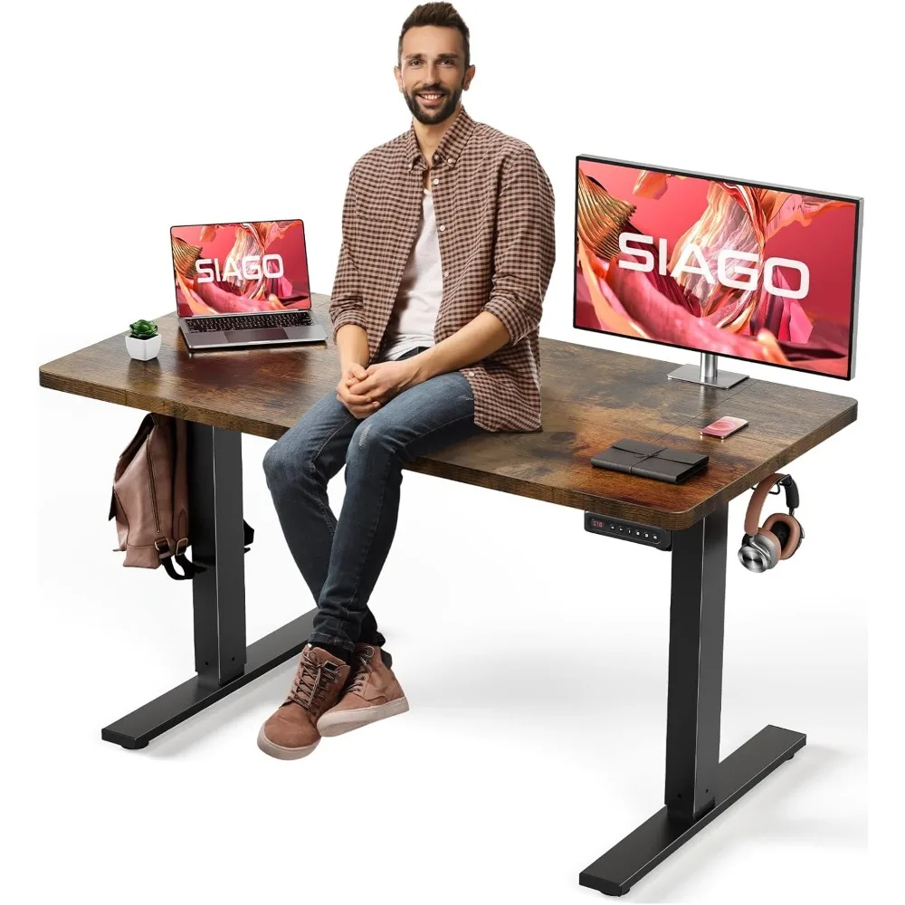 

Electric Standing Desk Adjustable - 48 x 24 Inch Sit Stand up Desk with Cable Management - 3 Memory Preset Adjustable Height Ta