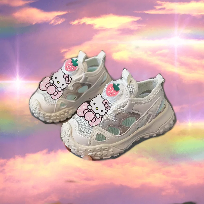 

Детская спортивная обувь Sanrio, сандалии для девочек hello kitty, новая летняя пляжная обувь Baotou, нескользящая детская модная обувь на мягкой подошве для малышей
