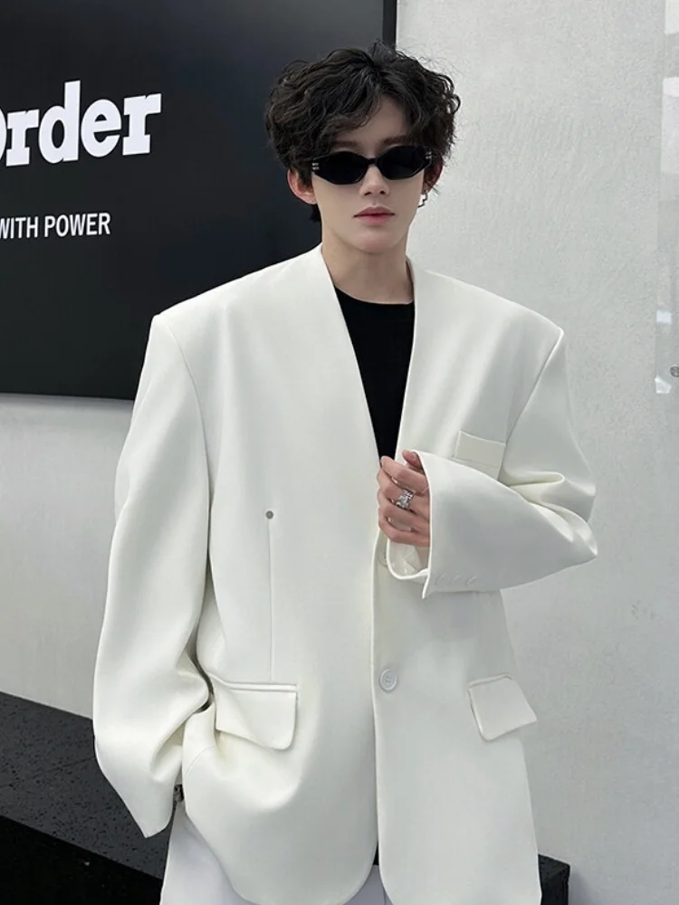 

Белый утепленный пиджак с подкладкой на плечах, мужской, весенний, новый, в британском стиле, модный, молодежный, повседневный комплект одежды.