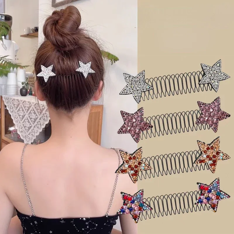 Invisible Star Broken Hair Hairpins Roll Curve Needle Bangs Fixed Insert Comb Styling Accessories Adult Tiara Tools Professional