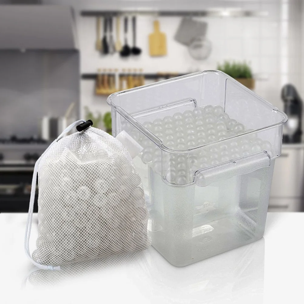 250pcs Food Grade Cooking Water Balls Heat Insulate Prevent Evaporation Water Bath Balls Sous Vide Balls with Mesh Drying Bag -