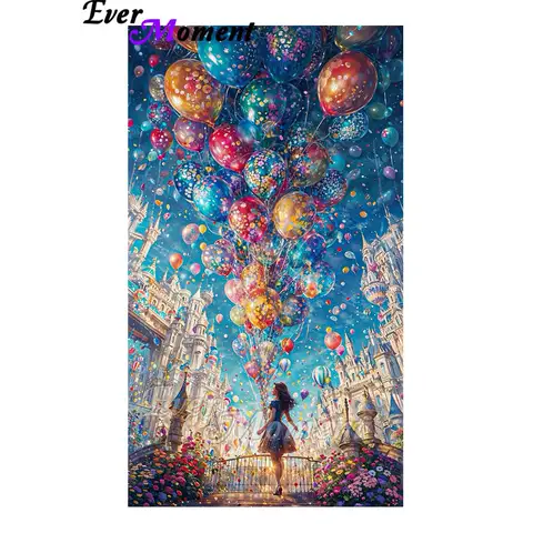 Fai da te fatto a mano 5D pieno di diamanti quadrati rotondi pittura a punti mai momento kit mosaico ragazza con palloncino colorato ASF2935