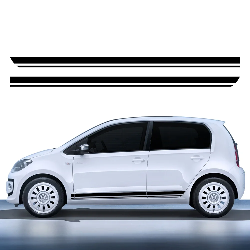 2 pçs porta do carro saia lateral listras adesivos decalques de vinil para volkswagen vw up lupo estilo esporte diy decalque do corpo automático acessórios do carro
