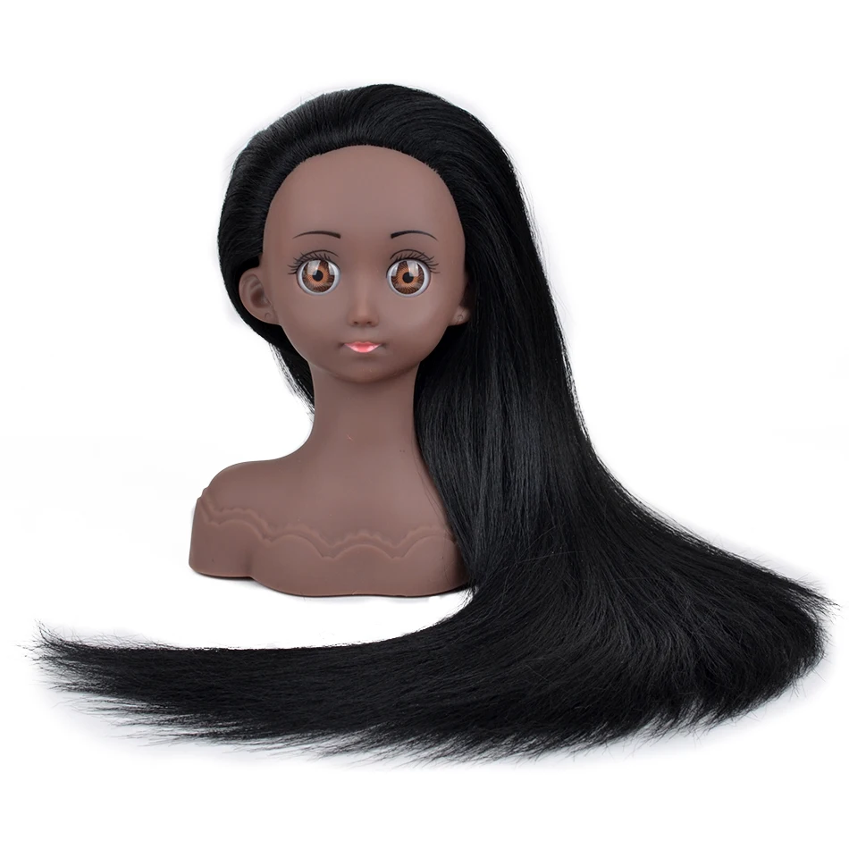 Modello di testa di manichino afro con capelli sintetici Testa di manichino Styling Testa di formazione per parrucchiere Testa di bambola per pratica di intrecciatura