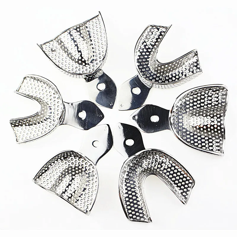 

6 шт./компл., стоматологический оттиск, лоток для зубов, нержавеющая сталь, автоклавируемый уход за полостью рта, стоматологические инструменты, лабораторный инструмент, стоматологические товары