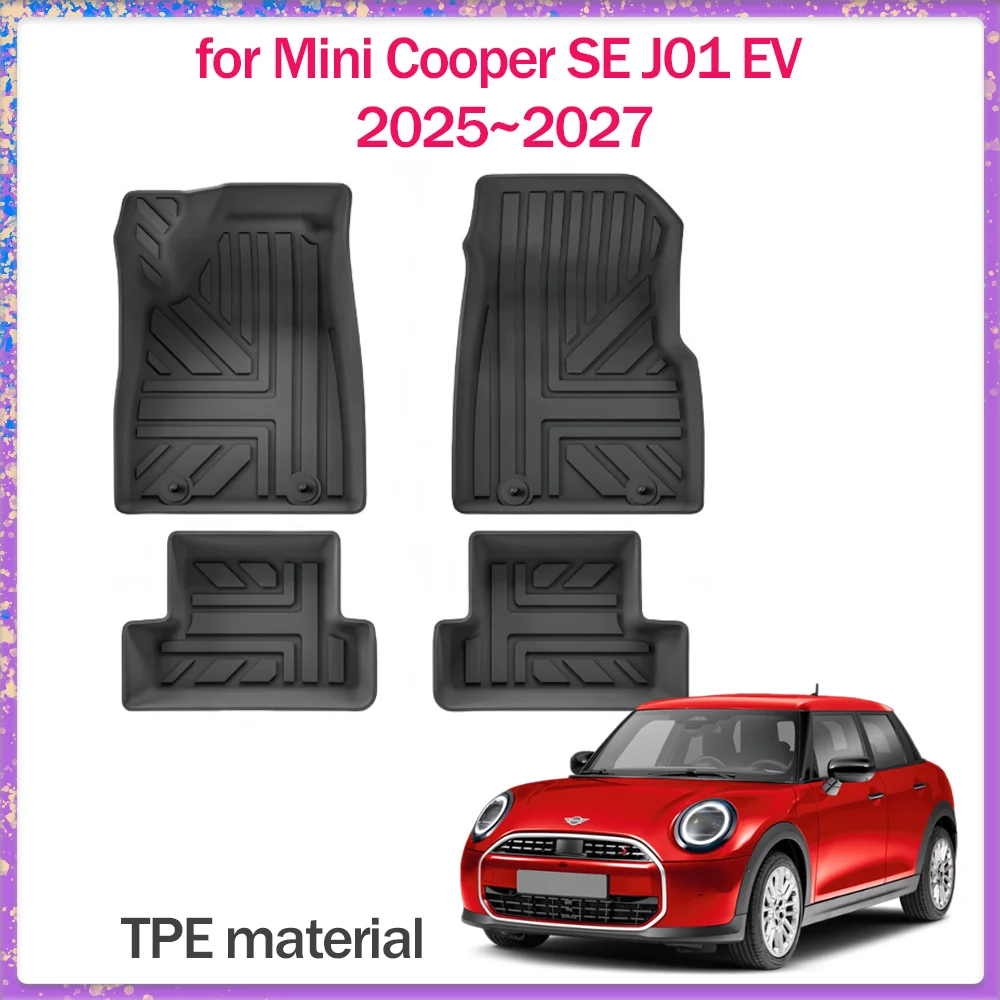 

Car Floor Mat for Mini Cooper SE J01 EV 2025~2027 2026 TPE Foot Interior Liner Waterproof Pad Carpet Custom Part Accessories