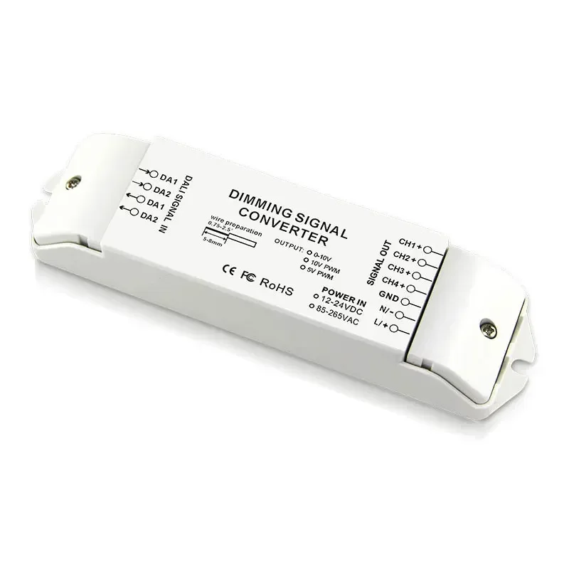 Bincolor LED DALI Signal Converter 110V 220V High Voltage 12V-24V DALI signals into 0 to 10V analog signal/5V PWM/10V PWM Dimmer