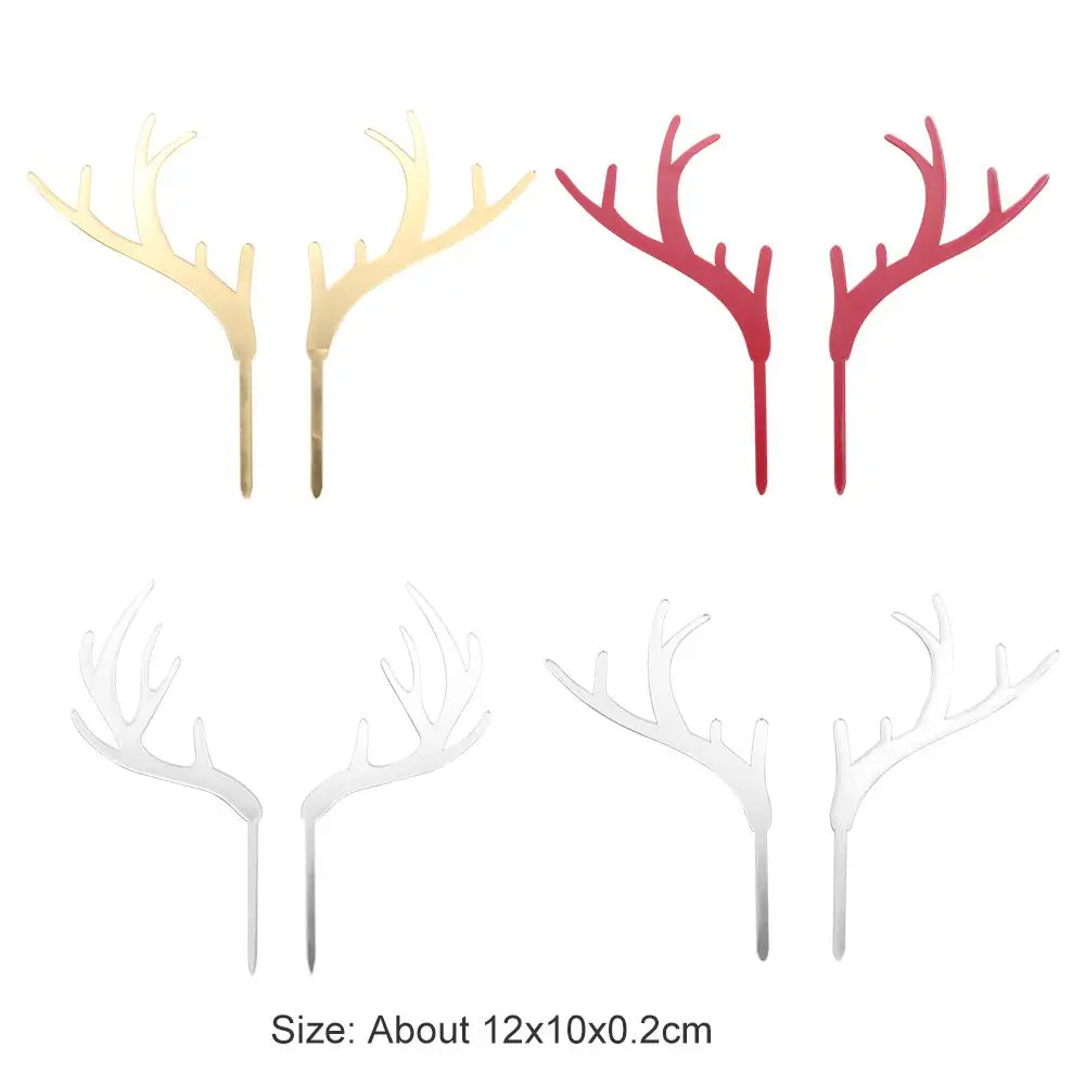 웨딩 베이비 샤워 루돌프 크리스마스 엘크 금색 은색 사슴뿔 케이크 토퍼 크리스마스 장식 파티 용품