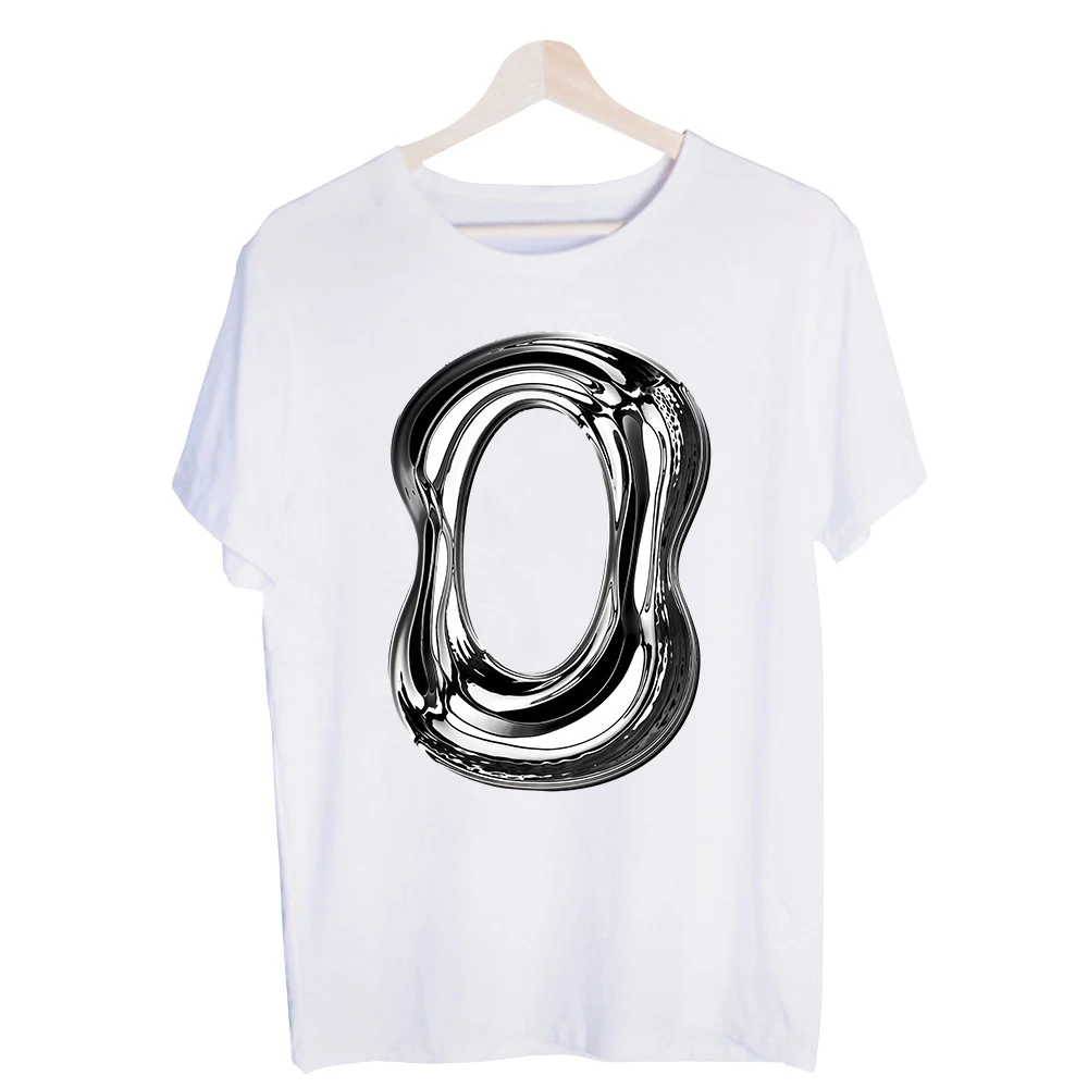 Men's Abstract Metallic Loop Graphic Tee, Short Sleeve Crew Neck T-Shirt for Casual Streetwear and Daily Outfits