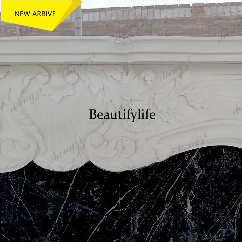 L181 Marble fireplace French European carved villa living room American marble stone sculpture fireplace