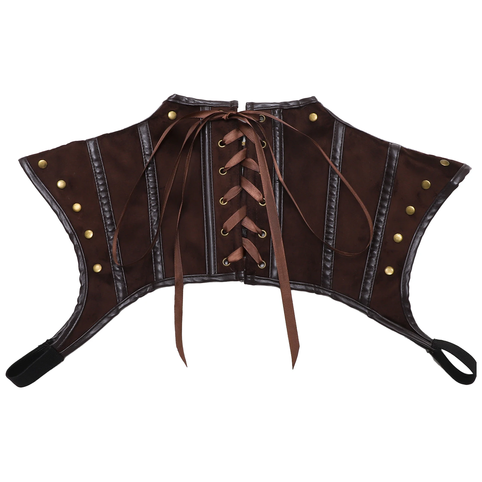 Unisex Renaissance Gothic Shoulder Wrap Chest Harness Buckle Rivets Patchwork Crop Top Lace-up Crop Tank Top