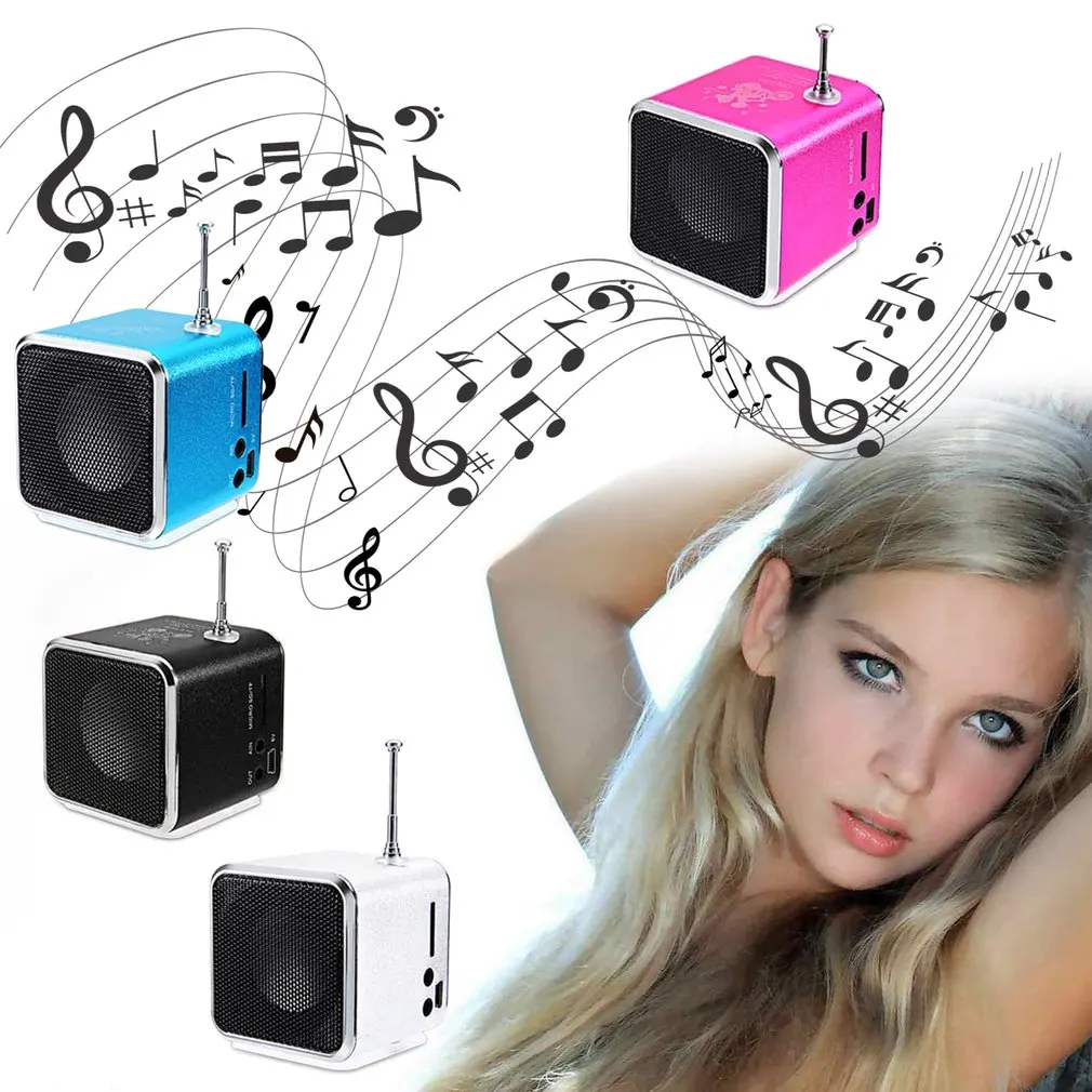 Portable Td-V26 Digital Fm Radio Speaker Hot Mini FM Radio Receiver Music Player AUX (2.0) Full-Range Support TF Card and U Disk