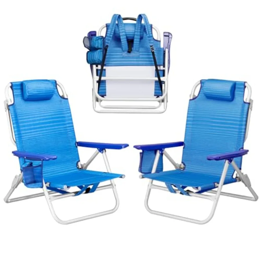 

Backpack Beach Chairs for Adults - Folding Heavy Duty Camping Chair with Storage Pouch, Cup Holder and Towel Rack, Lightweight