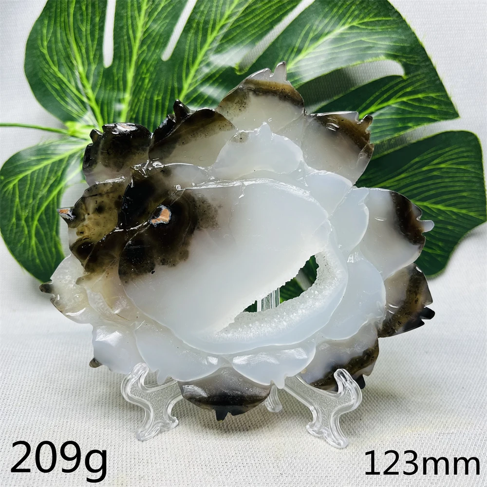 Natural Gemstone Agate Geode Hand-carved Sacred Object Lotus Super Large Crystal Cluster Home Room Decoration Festival Gift