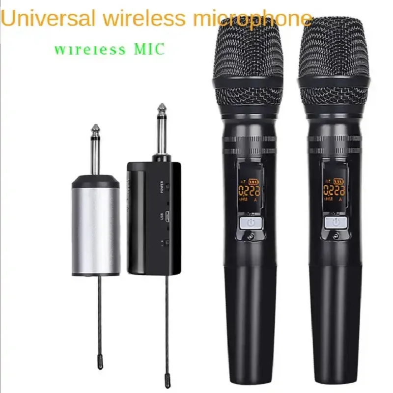 

UHF Dual Handheld Rechargeable Universal Wireless Microphone Live Broadcast Karaoke Audio Conference Interview Performance