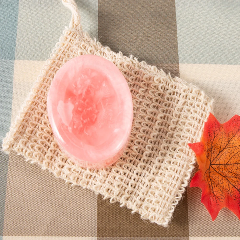 

4pcs Soap Bag Cotton Linen Portable Travel Bath Cleansing Foaming Net Exfoliating Mesh Body Facial Gifts Wall Hooks Drawstring