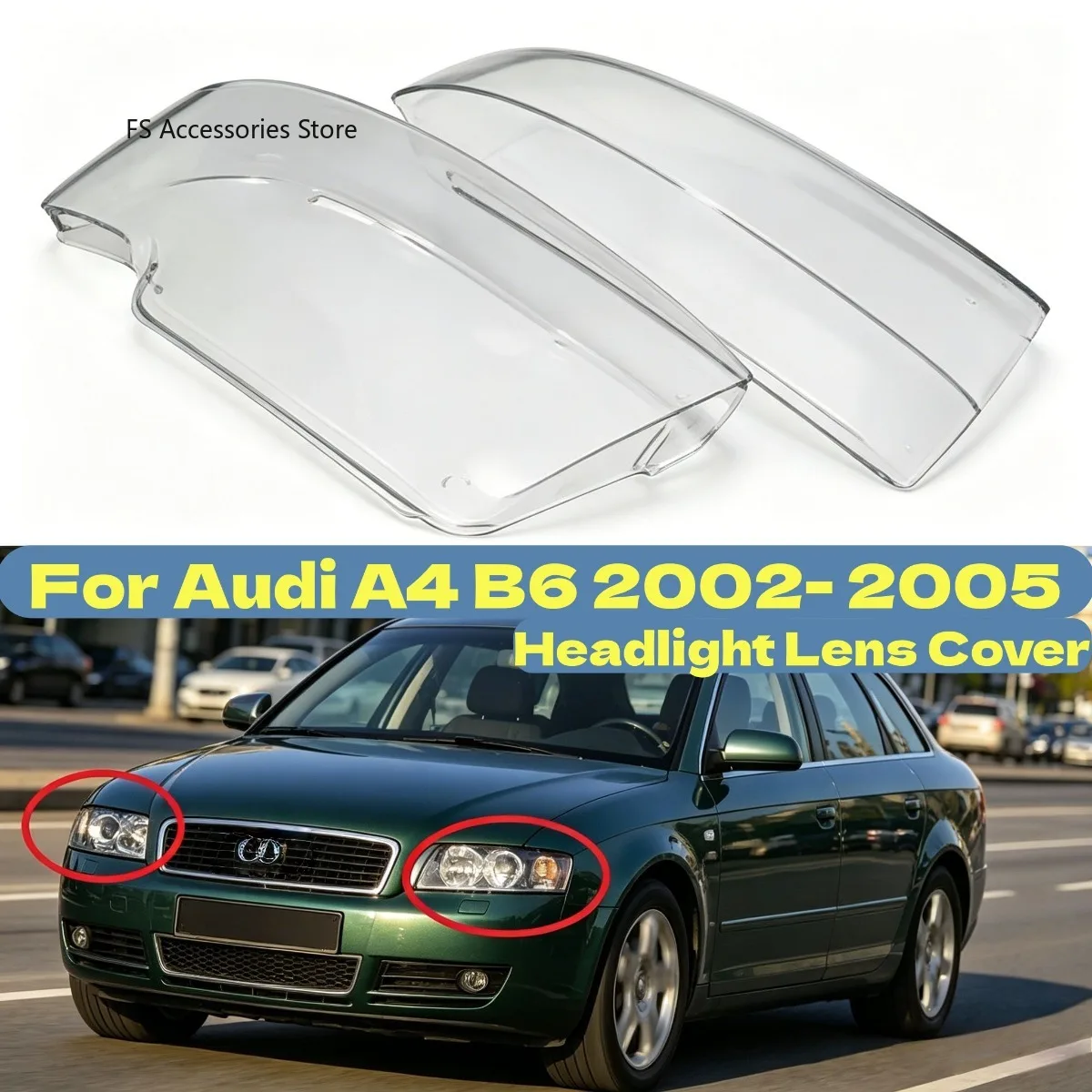 Pair Replacement Front Headlight Clear Lens Cover For Audi A4 B6 2002 2003 2004 2005 8E0941030AD,8E0941029AD