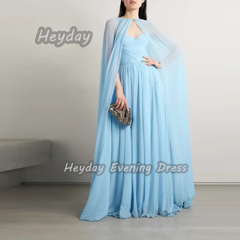 Heyday السعودية  O-Neck Prom Gown Sexy A-Line Ruffle Chiffon Short Sleeves Floor Length Elegant Dress For luxurious Woman 2024