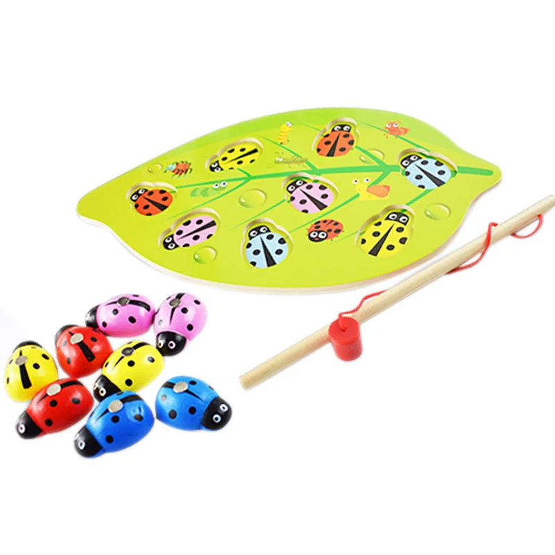 

Kids Toys Magnetic Catch Ladybug Wooden Toy for Children Early Educational Toys Gift