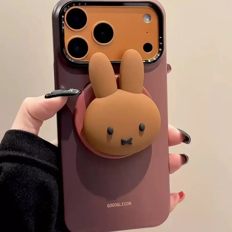 

Miffy Rabbit 3d Magnetic Airbag Phone Stand Cute Animation Merchandise Portable Retractable Holder For Watching Shows