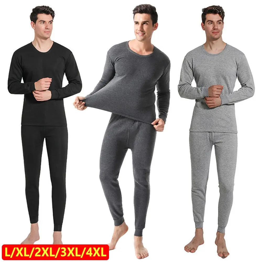 Winter Thermal Underwear Set for Men Soft Fleece Lined Long Johns Set Men\'s Top Bottom Set Winter Cold Weather Thermal Clothes