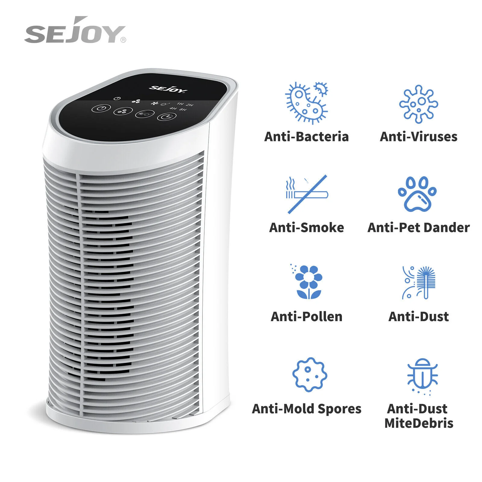 SEJOY Mini Ultra Quiet Desktop Portable Air Purifiers for Home Bedroom Air Cleaner with HEPA Filter