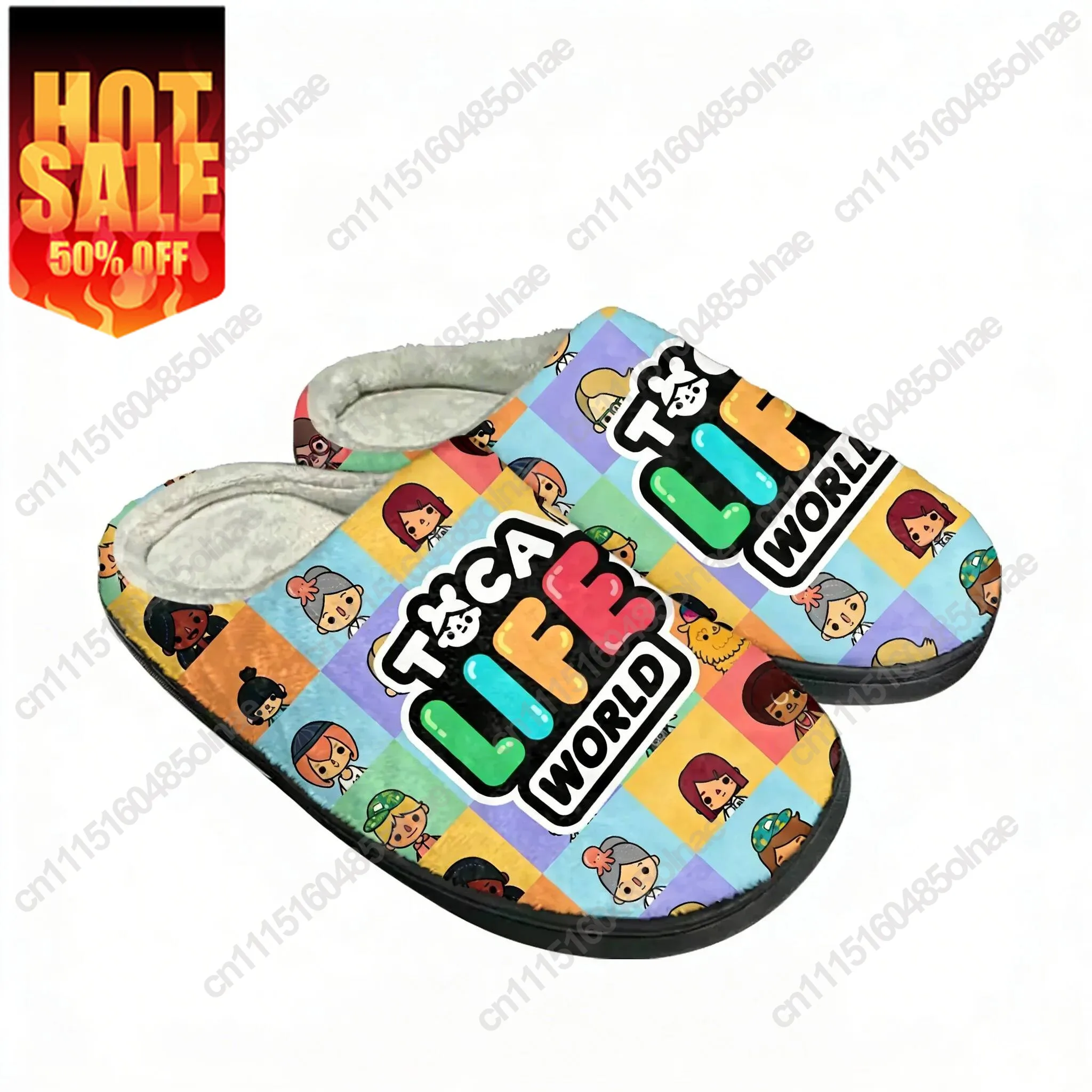 Toca Life World Custom Home Cotton Slippers Cartoon Game Plush Bedroom Mens Womens Casual Keep Warm Shoes Tailor Made Slipper