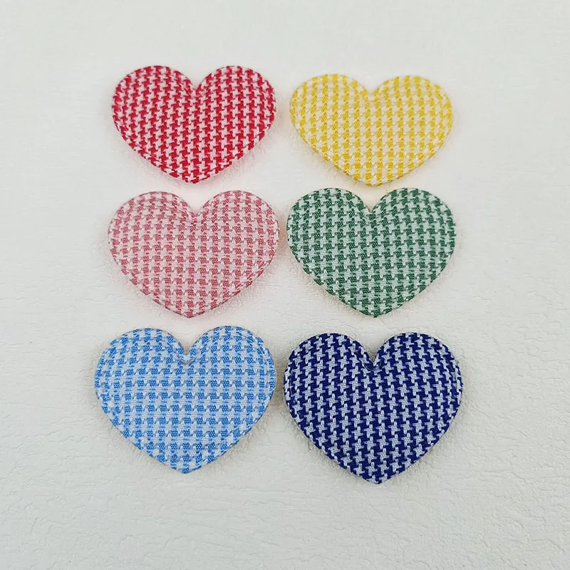 60Pcs Stripe Heart Padded Applique For Children\'s Headband Hair Clip Accessories, Shoes, Hats Decoration Patches