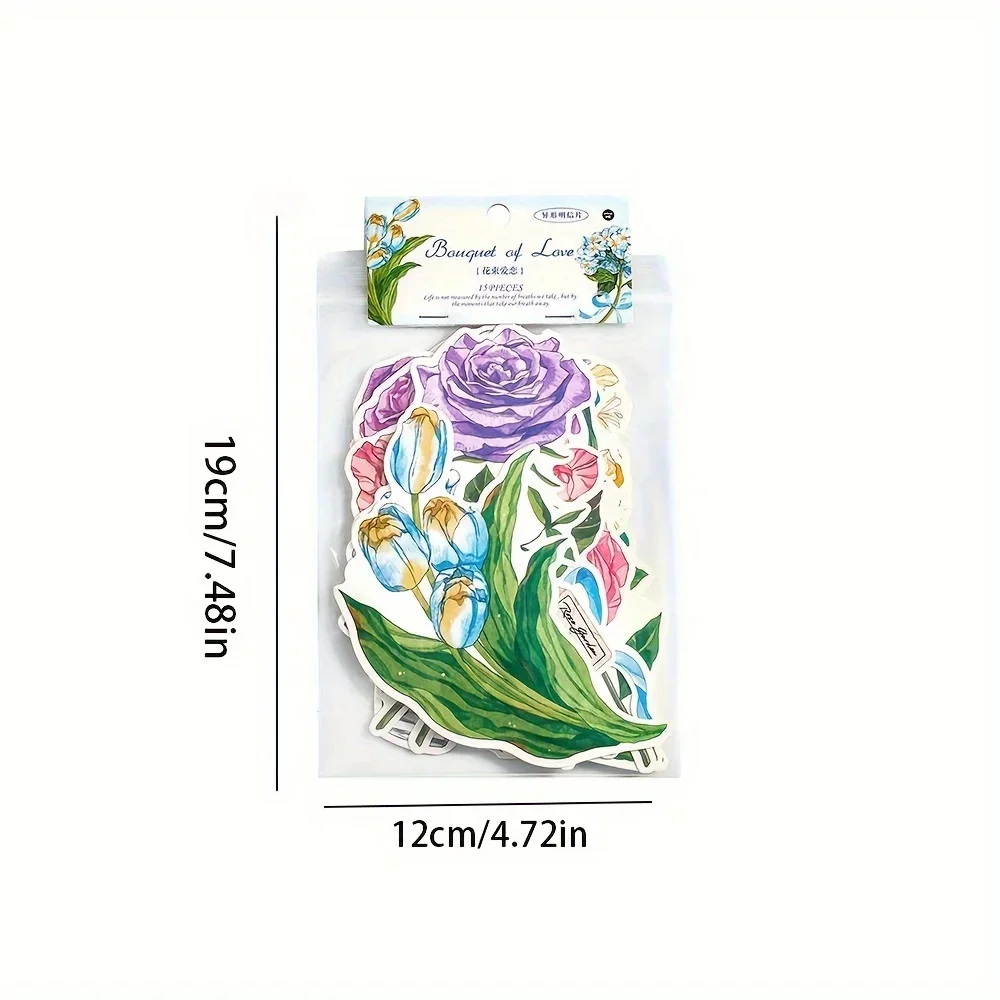 15pcs Bouquet Love Small Fresh Flower Gift decorato Message Card