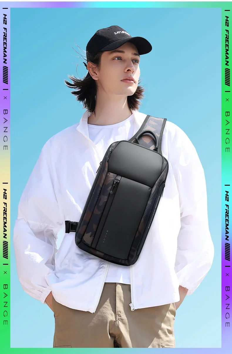 BANGE Chest Bag Six Trend Colors Chest Oxford Trendy Waterproof Fashion Items, Large Capacity Memory for Both Men and Women