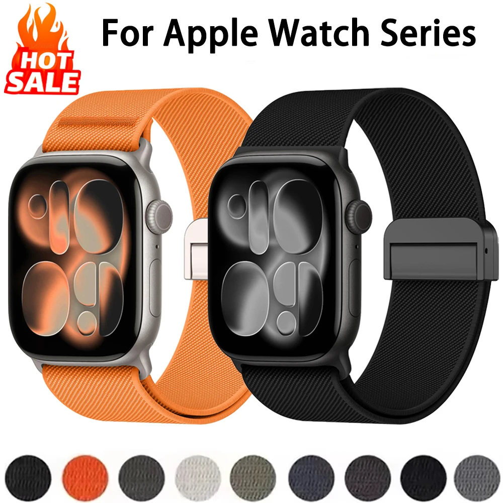 Magnetic strap For Apple Watch Bands 46mm 44mm 45mm 42mm 40mm 41mm Scrunchie Correa Bracelet iWatch Series 12 11 10 SE 9 8 7 6 5