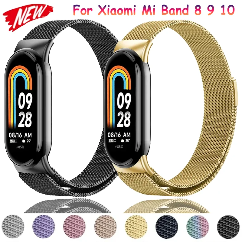 Milanese Loop Armband für Xiaomi Mi Band 10 9 8 Global Version Smartwatch – Modisches, atmungsaktives Armband für Mi Band 8 Correa Zubehör
